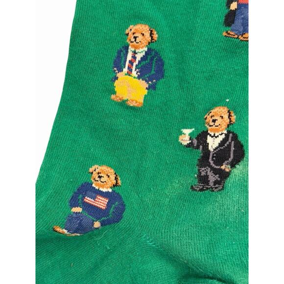Polo Ralph Lauren Polo Bear Dress Sock Mens Sock Size 10-13 Green Preppy - Picture 3 of 3